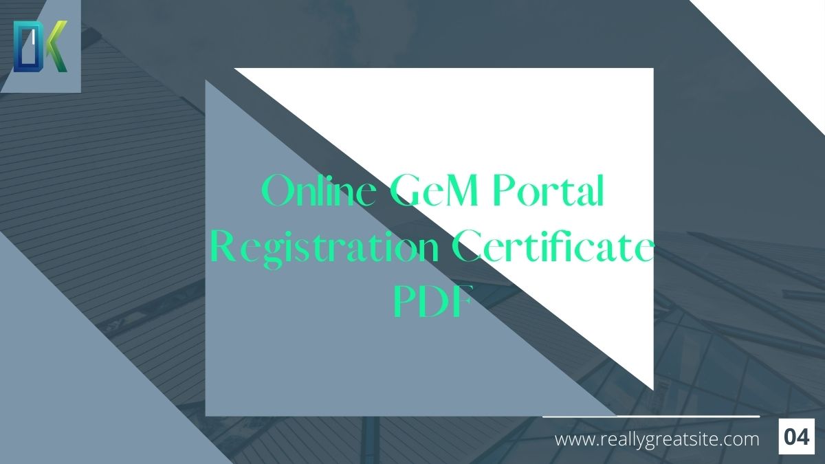 Online GeM Portal Registration Certificate PDF